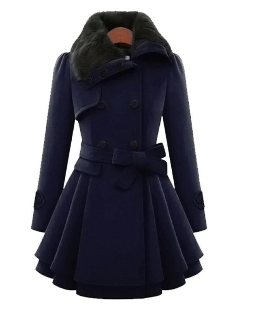 R&B | Wollmischjacke - stilvolle doppelte Breasted Jacke mit Gürtel