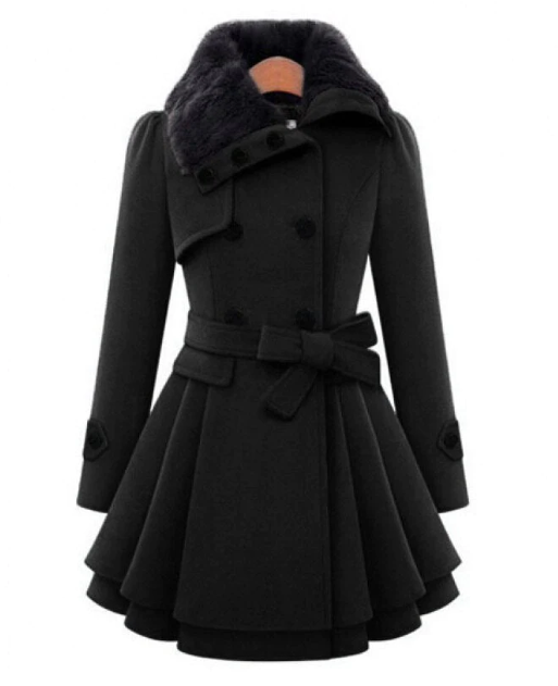 R&B | Wollmischjacke - stilvolle doppelte Breasted Jacke mit Gürtel