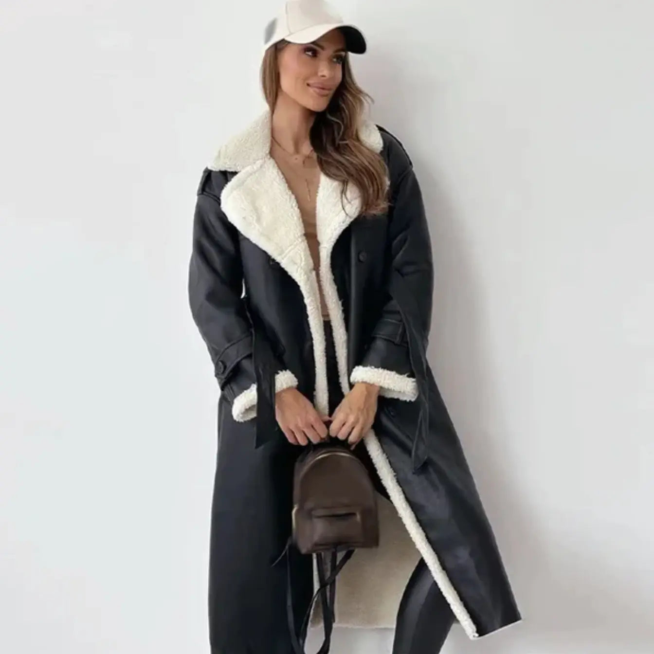 R&B | Lange Klassische Jacke mit Fleece Fütterung und Teddykragen