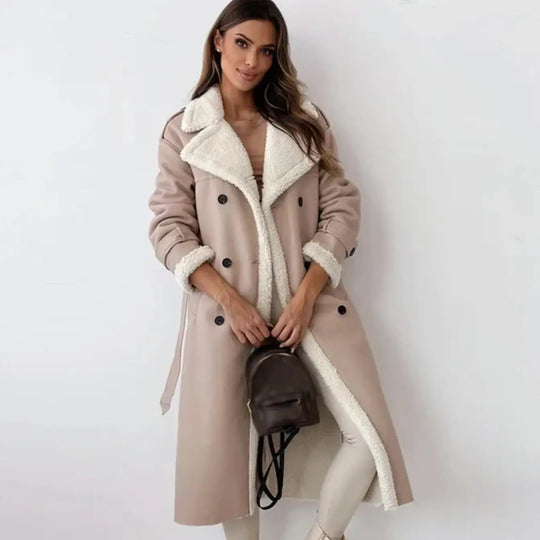 R&B | Lange Klassische Jacke mit Fleece Fütterung und Teddykragen
