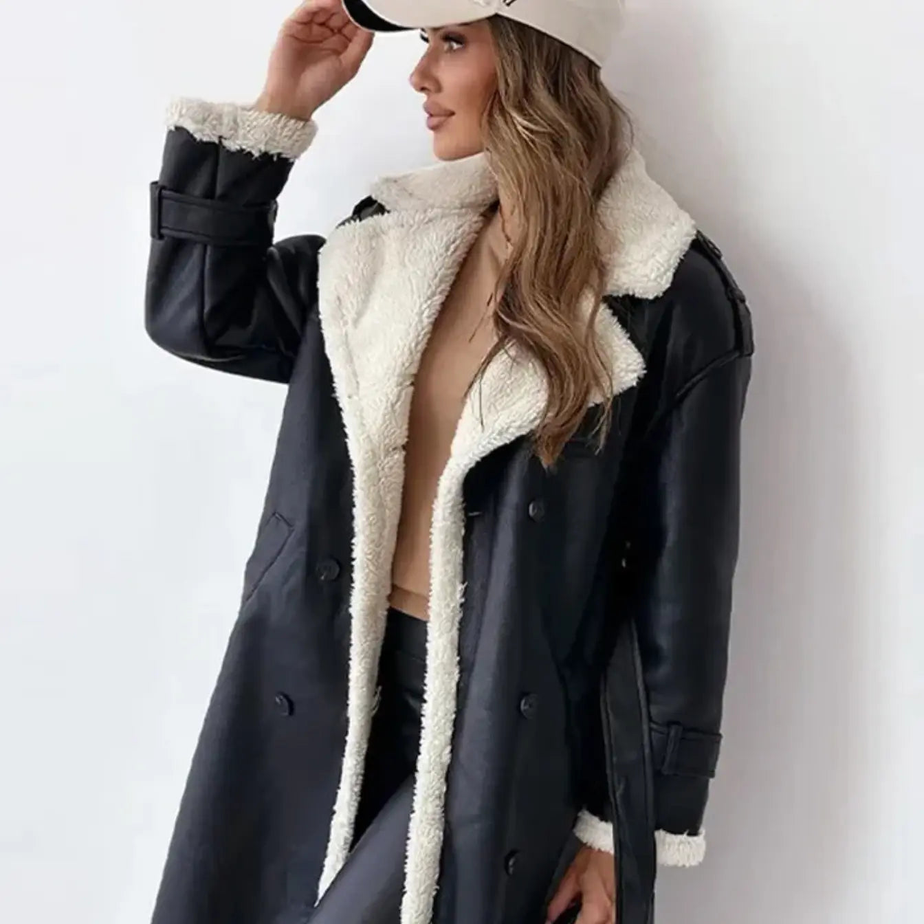 R&B | Lange Klassische Jacke mit Fleece Fütterung und Teddykragen