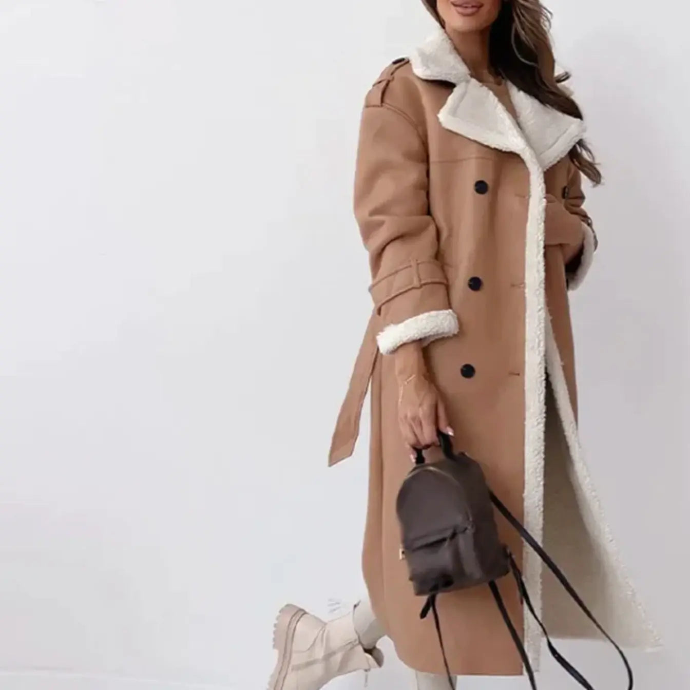 R&B | Lange Klassische Jacke mit Fleece Fütterung und Teddykragen