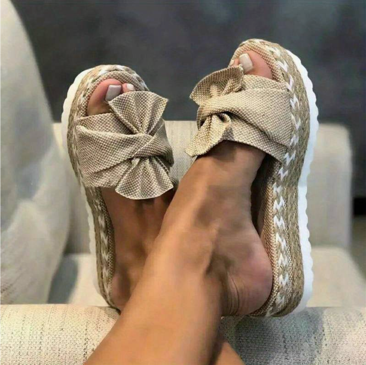 Gelbe EspadrilleSandalen Mit Schleife R&B