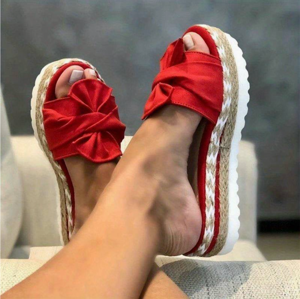 Gelbe EspadrilleSandalen Mit Schleife R&B