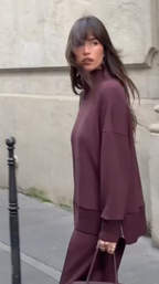 R&B | Bequemes Damen Satz mit Strukturiertem Sweatshirt und Hose