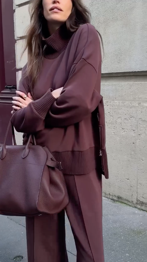 R&B | Bequemes Damen Satz mit Strukturiertem Sweatshirt und Hose