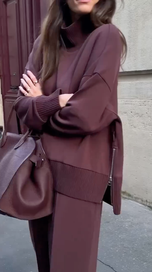 R&B | Bequemes Damen Satz mit Strukturiertem Sweatshirt und Hose