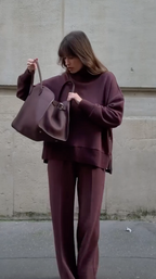 R&B | Bequemes Damen Satz mit Strukturiertem Sweatshirt und Hose
