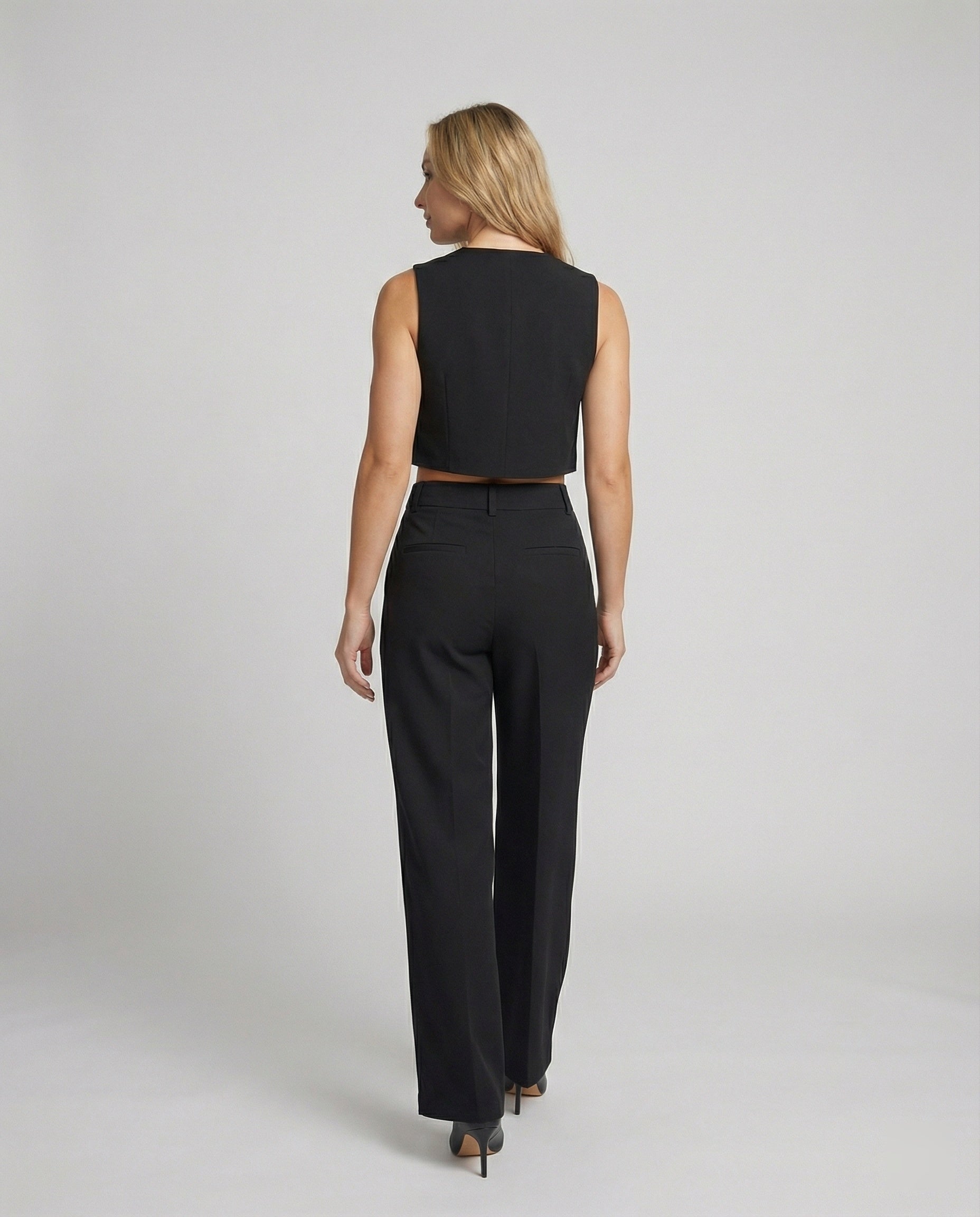 Schicke High-Waist Stoffhose mit weitem Bein für Damen