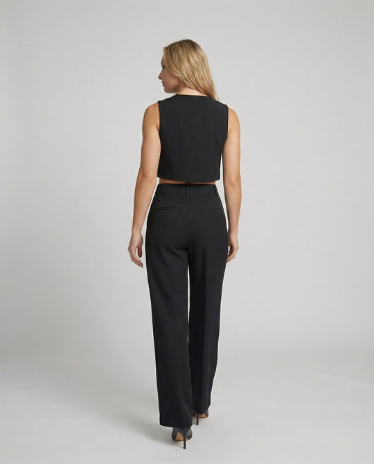 Schicke High-Waist Stoffhose mit weitem Bein für Damen