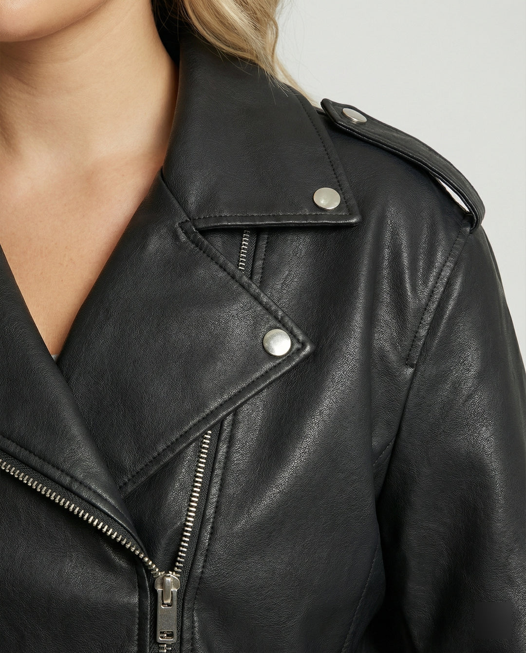 Schwarze Damen Lederjacke mit Daunenfutter Kurze Frühlingsjacke High-End Design