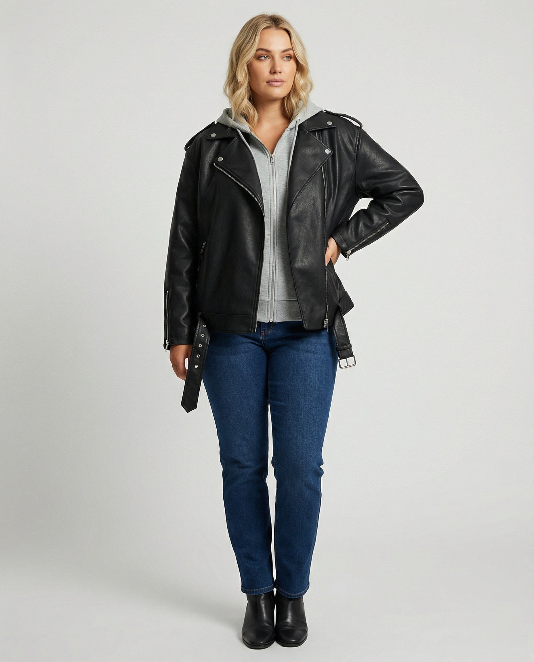 Schwarze Damen Lederjacke mit Daunenfutter Kurze Frühlingsjacke High-End Design