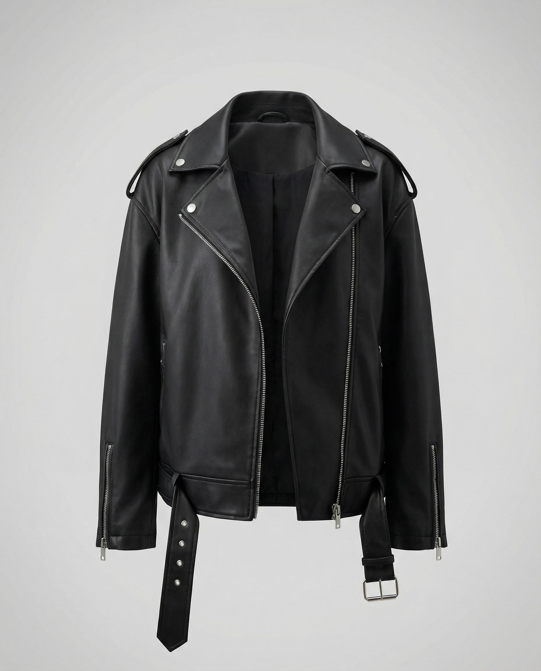 Schwarze Damen Lederjacke mit Daunenfutter Kurze Frühlingsjacke High-End Design