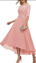 R&B Damen Abendkleid mit Spitze und kurzen Ärmeln