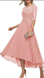 R&B Damen Abendkleid mit Spitze und kurzen Ärmeln