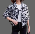 Damen Bomberjacke mit Leopardenmuster und elastischen Bündchen