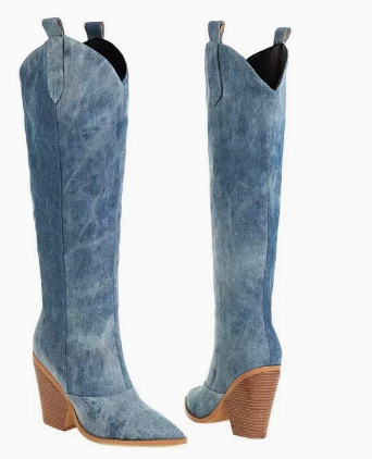Knöchelhohe bestickte Wildleder- und Kunstleder-Cowboy-Stiefel - Mary R&B