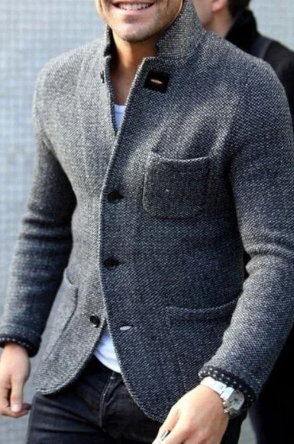 R&B | Herren Button-Down Freizeitjacke