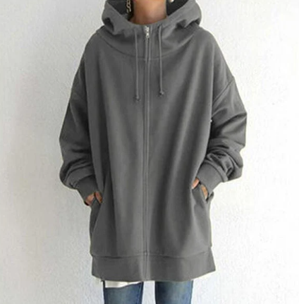 R&B | Damen Hoodie mit Kapuze und Reißverschluss für Herbst Winter