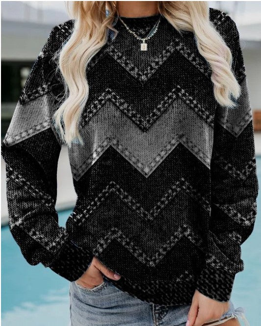 R&B | Lässiges Sweatshirt mit Zickzack-muster Weich und Trendy Perfekt für Den Alltag