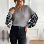 R&B | Leopardenmuster Pullover Waffelstrick Textur Statement Stil