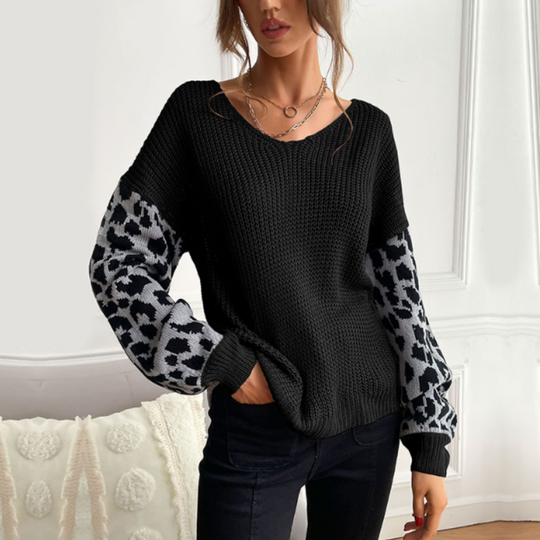 R&B | Leopardenmuster Pullover Waffelstrick Textur Statement Stil