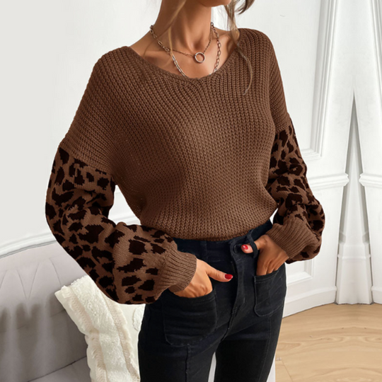 R&B | Leopardenmuster Pullover Waffelstrick Textur Statement Stil