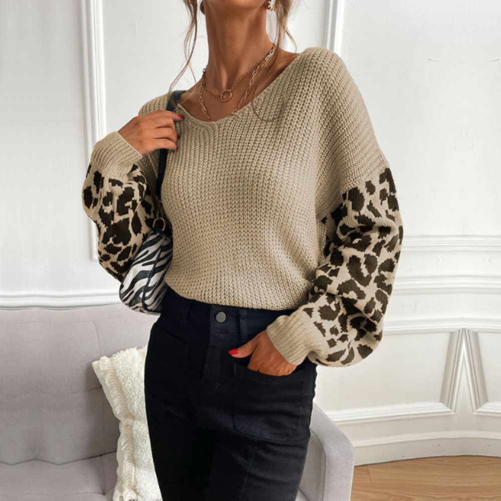R&B | Leopardenmuster Pullover Waffelstrick Textur Statement Stil