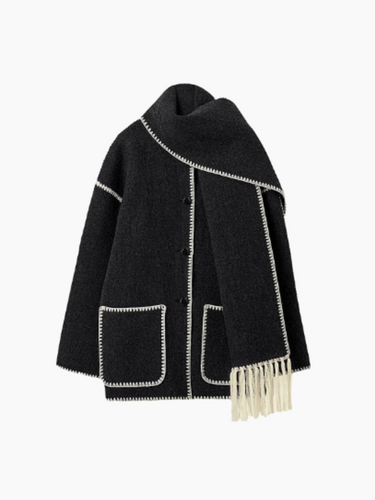 R&B | Warmer Mantel mit Quasten-Schal