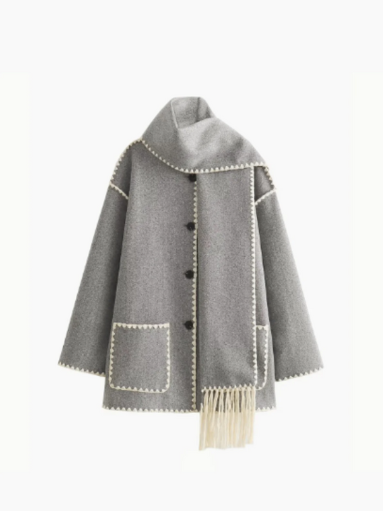 R&B | Warmer Mantel mit Quasten-Schal