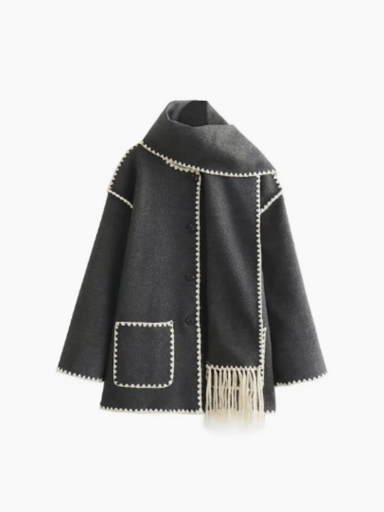 R&B | Warmer Mantel mit Quasten-Schal
