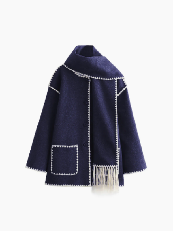 R&B | Warmer Mantel mit Quasten-Schal