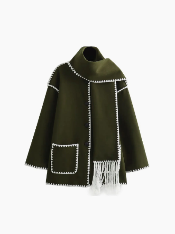 R&B | Warmer Mantel mit Quasten-Schal