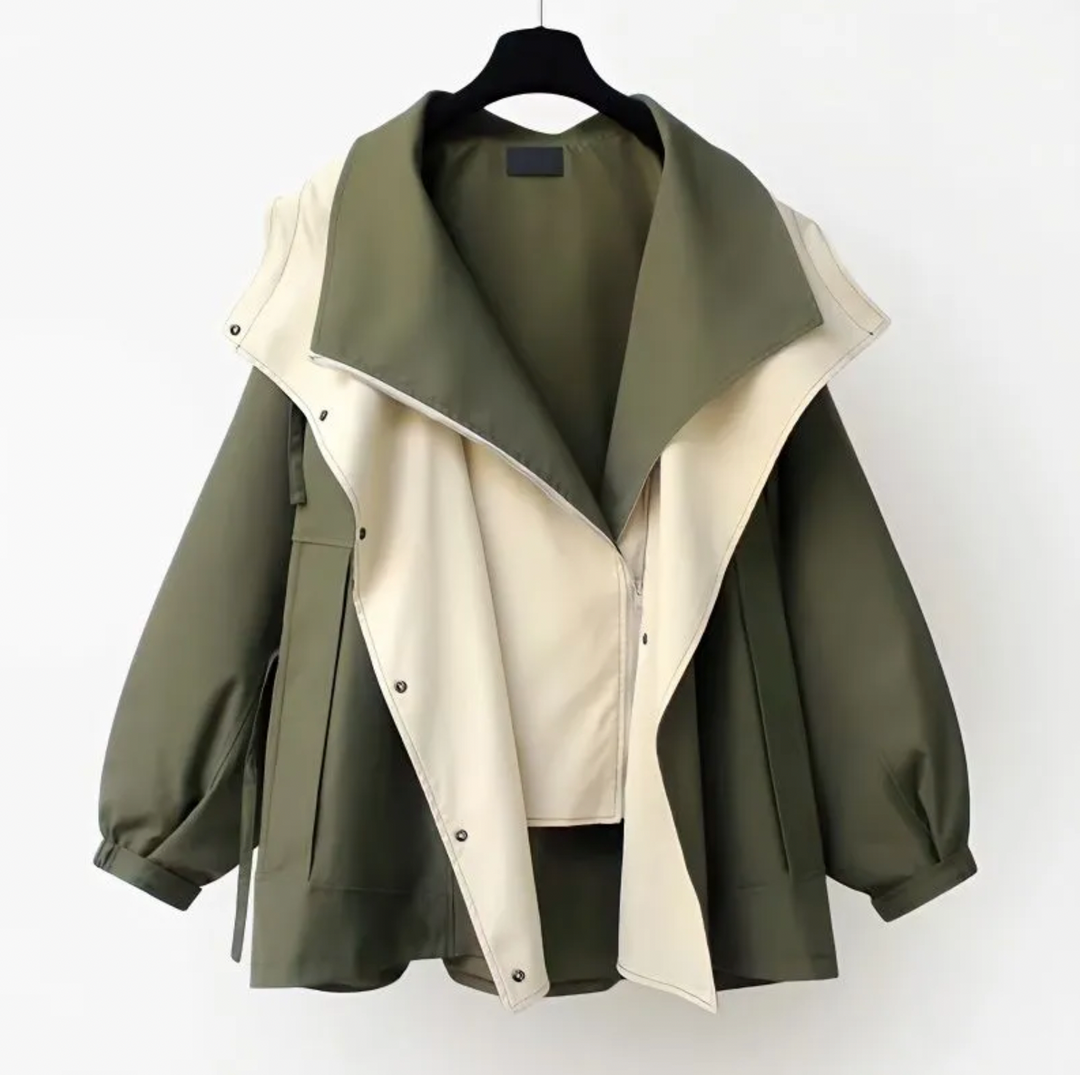 R&B | Zweifarbige Jacke mit Weiter Kragen Leicht und Modern