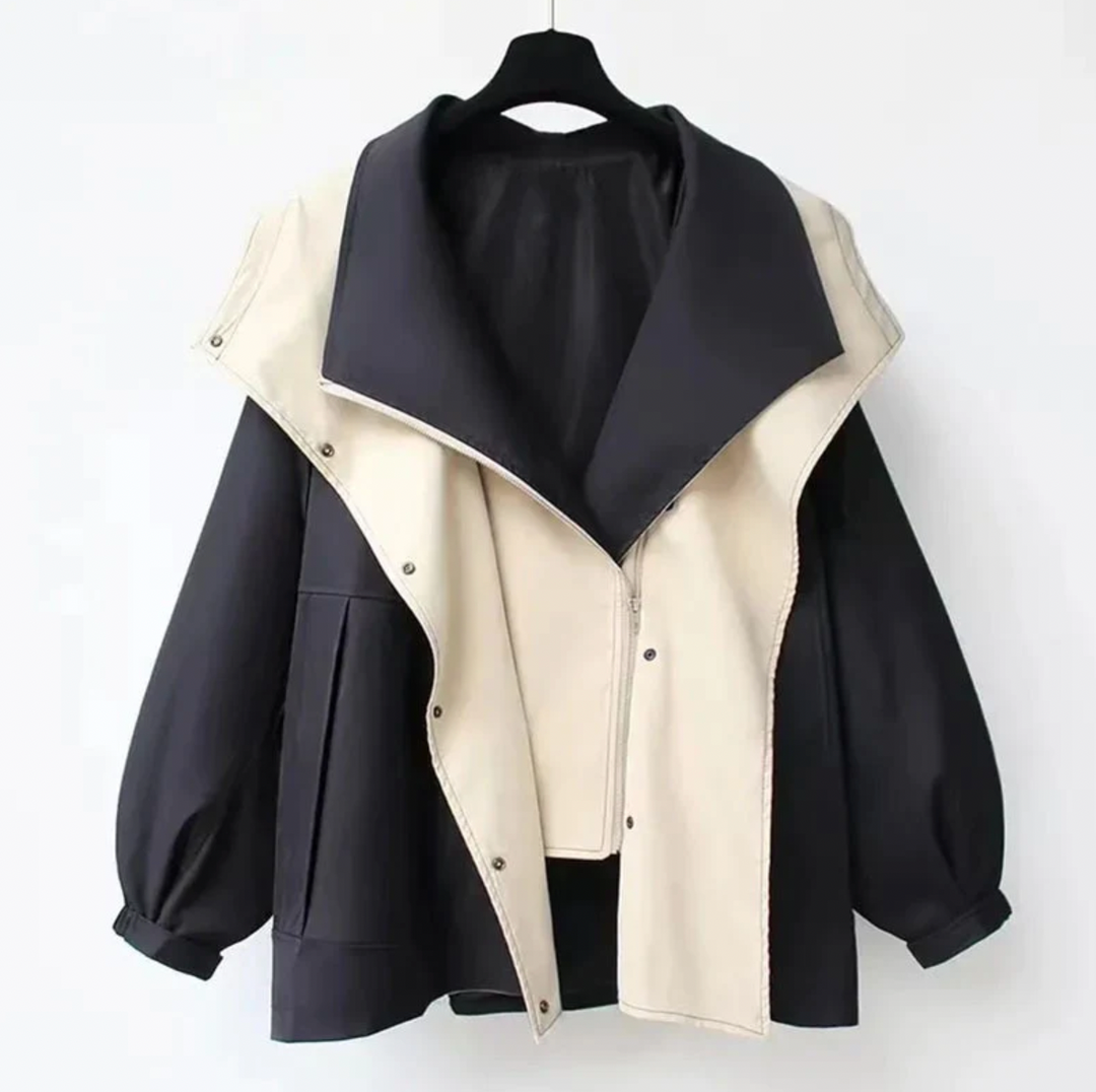 R&B | Zweifarbige Jacke mit Weiter Kragen Leicht und Modern
