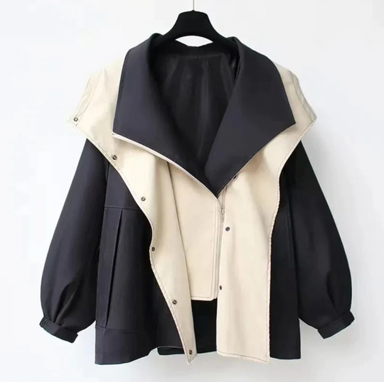 R&B | Zweifarbige Jacke mit Weiter Kragen Leicht und Modern