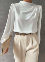 R&B | Elegante, Unifarbene Bluse mit Stehkragen