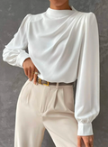 R&B | Elegante, Unifarbene Bluse mit Stehkragen