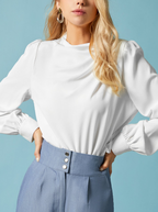 R&B | Elegante, Unifarbene Bluse mit Stehkragen