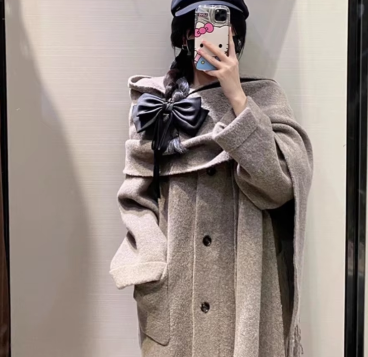 R&B | Bequeme Damen-Cardigan mit Eingebautem Schal