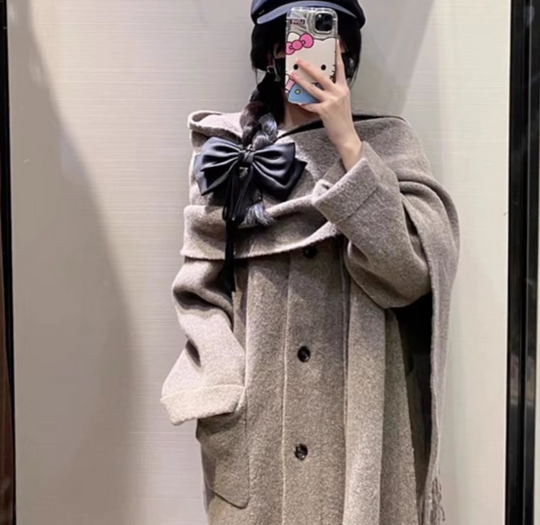 R&B | Bequeme Damen-Cardigan mit Eingebautem Schal