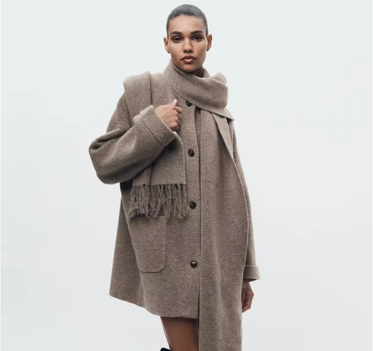 R&B | Bequeme Damen-Cardigan mit Eingebautem Schal