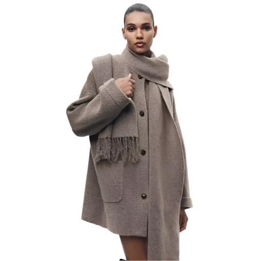 R&B | Bequeme Damen-Cardigan mit Eingebautem Schal