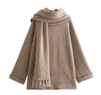 R&B | Bequeme Damen-Cardigan mit Eingebautem Schal