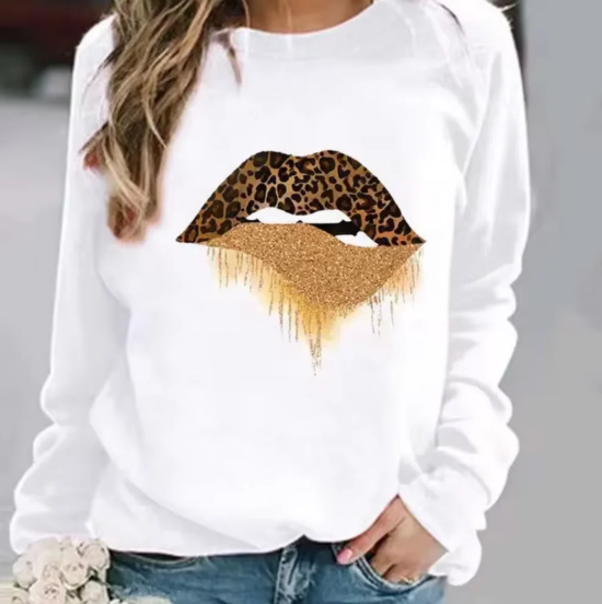 R&B | Baumwollpullover mit Lippendruck