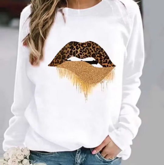 R&B | Baumwollpullover mit Lippendruck