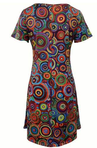 R&B | Mehrfarbiges Boho-Grafikdruckkleid
