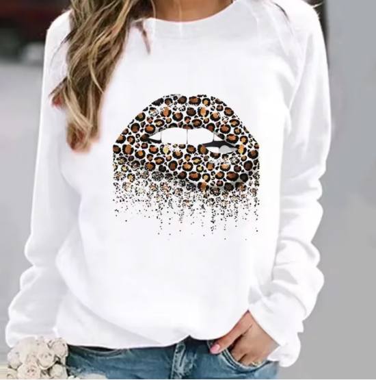 R&B | Baumwollpullover mit Lippendruck
