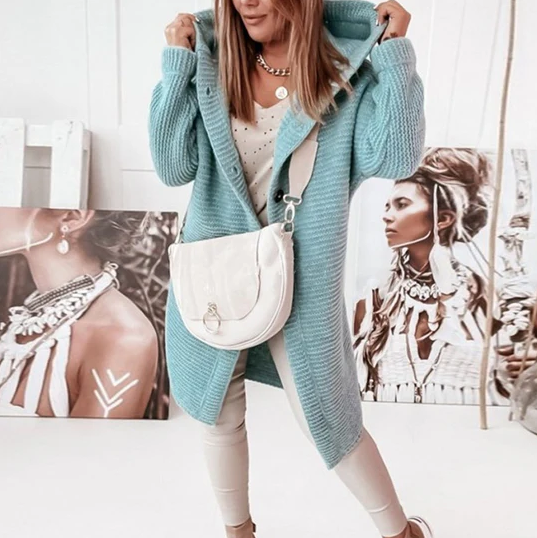 R&B | Langärmlige Strickjacke mit Kapuze