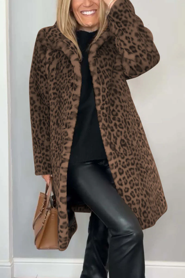 R&B | Klassieke Dames Winterjas Met Luipaardprint